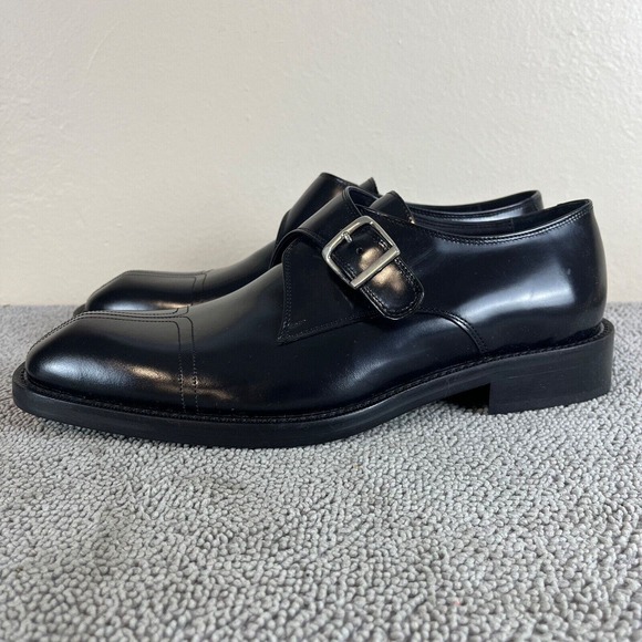 Mercanti Fiorentini Monk Strap Slip On Black Leather Dress Shoes Men's Size 12 - Picture 5 of 11